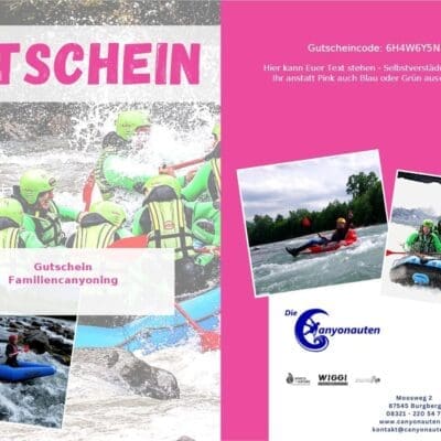 Gutschein Familienrafting im Allgäu oder Tirol