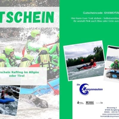 Gutschein Rafting im Allgäu oder Tirol